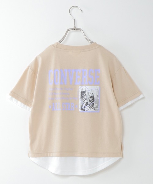 CONVERSE ALL STAR(コンバースオールスター)の「【キッズ】CONVERSE コンバース 裾レイヤードT(130~160cm)(Tシャツ/カットソー・キッズ・ミント/ベージュ・160/140/150/130)」の1枚目の写真