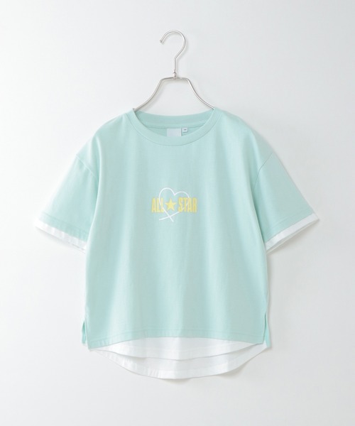 CONVERSE ALL STAR(コンバースオールスター)の「【キッズ】CONVERSE コンバース 裾レイヤードT(130~160cm)(Tシャツ/カットソー・キッズ・ミント/ベージュ・160/140/150/130)」の5枚目の写真