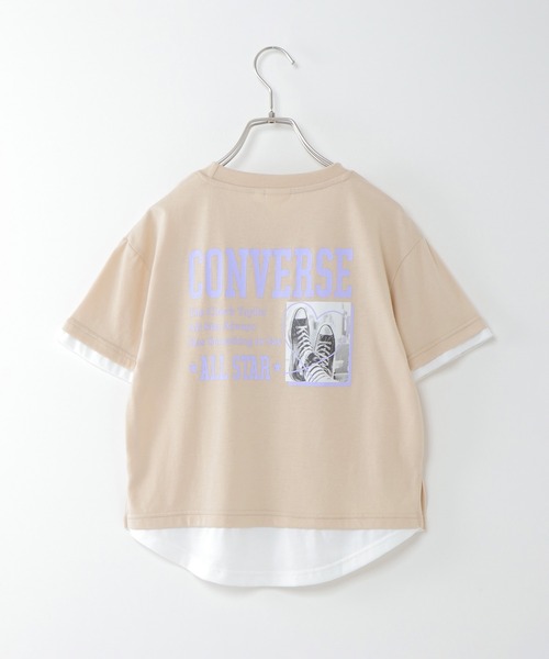 CONVERSE ALL STAR(コンバースオールスター)の「【キッズ】CONVERSE コンバース 裾レイヤードT(130~160cm)(Tシャツ/カットソー・キッズ・ミント/ベージュ・160/140/150/130)」の3枚目の写真