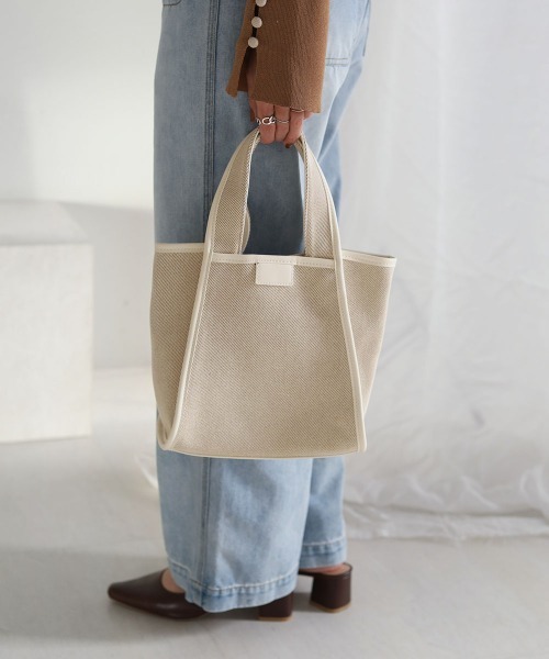 Bab（バブ）の「キャンバスミニトートーバッグ（トートバッグ・レディース・ブラウン/オフホワイト/ブラック・ONESIZE）」の10枚目の写真