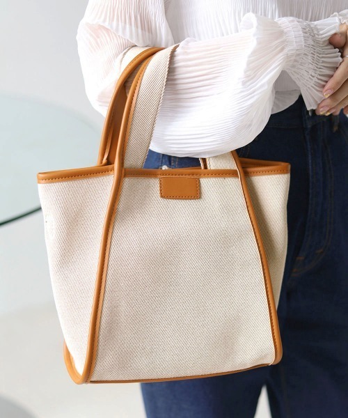 Bab（バブ）の「キャンバスミニトートーバッグ（トートバッグ・レディース・ブラウン/オフホワイト/ブラック・ONESIZE）」の7枚目の写真