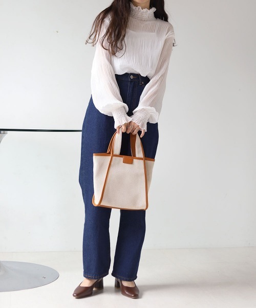 Bab（バブ）の「キャンバスミニトートーバッグ（トートバッグ・レディース・ブラウン/オフホワイト/ブラック・ONESIZE）」の8枚目の写真