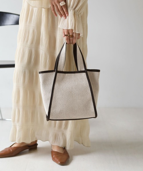 Bab（バブ）の「キャンバスミニトートーバッグ（トートバッグ・レディース・ブラウン/オフホワイト/ブラック・ONESIZE）」の4枚目の写真