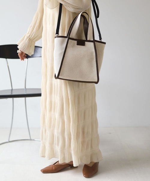 Bab（バブ）の「キャンバスミニトートーバッグ（トートバッグ・レディース・ブラウン/オフホワイト/ブラック・ONESIZE）」の5枚目の写真