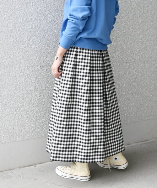 SHIPS any（シップス エニィ）の「SHIPS any:〈ウォッシャブル〉ランダムタック ギンガムチェック フレア ミディ スカート（スカート・レディース・ブラック・36/38）」の13枚目の写真