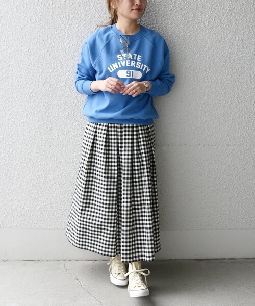 SHIPS any（シップス エニィ）の「SHIPS any:〈ウォッシャブル〉ランダムタック ギンガムチェック フレア ミディ スカート（スカート・レディース・ブラック・36/38）」の14枚目の写真