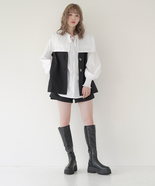 Lull（ルル）の「【Lull / ルル】2wayセーラーカラーブラウス（シャツ/ブラウス・レディース・ホワイト/ライトブルー/ブラック・ONESIZE）」の2枚目の写真