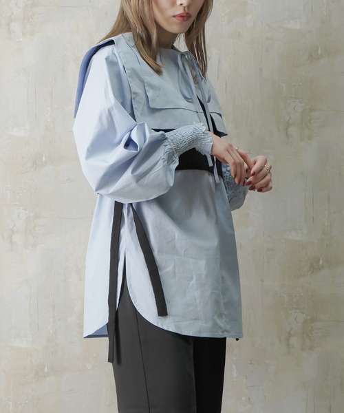 Lull（ルル）の「【Lull / ルル】2wayセーラーカラーブラウス（シャツ/ブラウス・レディース・ホワイト/ライトブルー/ブラック・ONESIZE）」の5枚目の写真