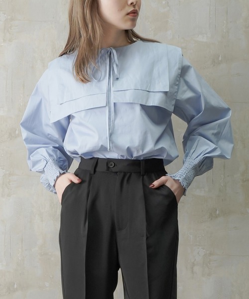 Lull（ルル）の「【Lull / ルル】2wayセーラーカラーブラウス（シャツ/ブラウス・レディース・ホワイト/ライトブルー/ブラック・ONESIZE）」の4枚目の写真