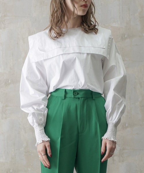 Lull（ルル）の「【Lull / ルル】2wayセーラーカラーブラウス（シャツ/ブラウス・レディース・ホワイト/ライトブルー/ブラック・ONESIZE）」の8枚目の写真