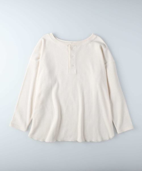 HONEYSUCKLE ROSE（ハニーサックルローズ）の「【HONEYSUCKLE ROSE】バックヘンリーロンＴ（Tシャツ/カットソー・レディース・オフホワイト/ブラック・M/L）」の12枚目の写真