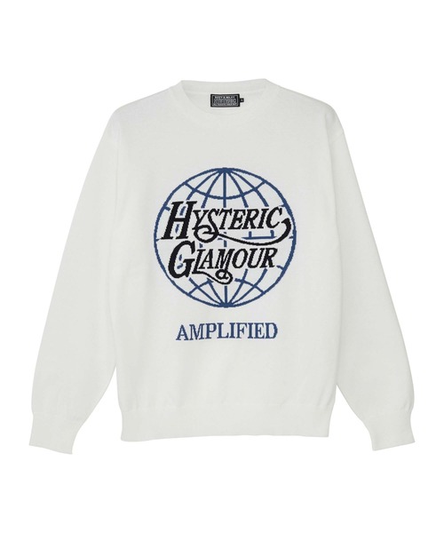 HYSTERIC GLAMOUR(ヒステリックグラマー)の「HYSTERIC WORLD編込 プルオーバー(ニット/セーター・メンズ・オフホワイト/ブルー/ブラック・MEDIUM/LARGE/X-LARGE/SMALL)」の1枚目の写真