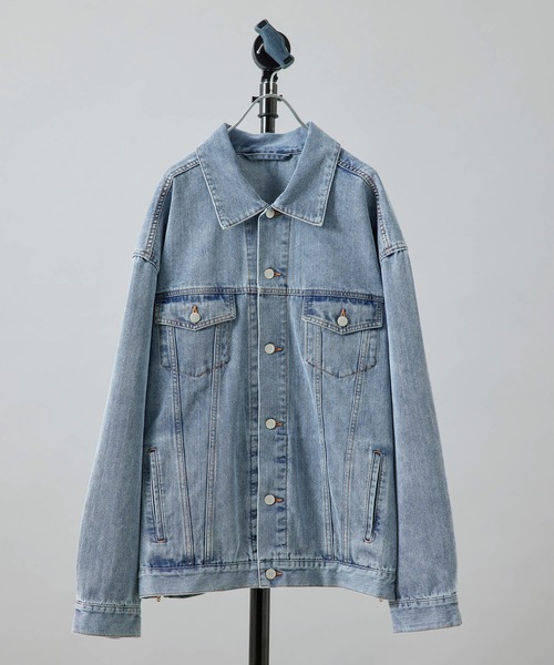 re_k by JUNRED（レクバイジュンレッド）の「【　re_k by JUNRED　】BIGデニムサイドジップGジャン（デニムジャケット・メンズ・ブルー/ブラック・L/M/S）」の2枚目の写真