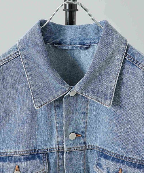 re_k by JUNRED（レクバイジュンレッド）の「【　re_k by JUNRED　】BIGデニムサイドジップGジャン（デニムジャケット・メンズ・ブルー/ブラック・L/M/S）」の4枚目の写真