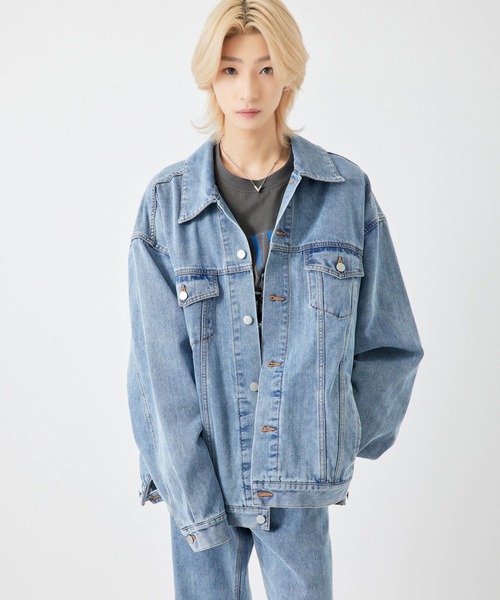 re_k by JUNRED（レクバイジュンレッド）の「【　re_k by JUNRED　】BIGデニムサイドジップGジャン（デニムジャケット・メンズ・ブルー/ブラック・L/M/S）」の14枚目の写真