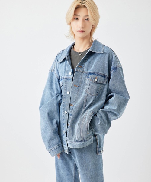 re_k by JUNRED（レクバイジュンレッド）の「【　re_k by JUNRED　】BIGデニムサイドジップGジャン（デニムジャケット・メンズ・ブルー/ブラック・L/M/S）」の15枚目の写真