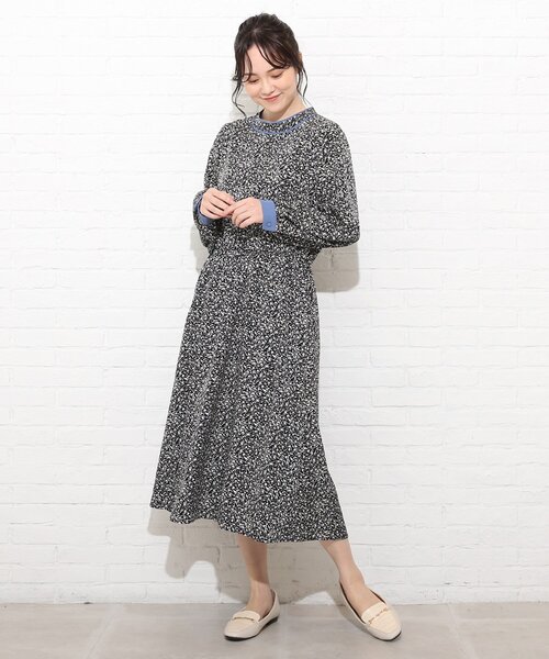 Cutie Blonde（キューティーブロンド）の「◆【S-L】パイピング花柄ワンピース（ワンピース・レディース・ブラック系/グリーン系その他2/ベージュ系・01/02/03）」の7枚目の写真