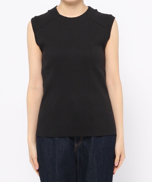 PAGEBOY(ページボーイ)の「ランダムテレコハイネックフレンチスリーブ(タンクトップ・レディース・オフホワイト/ホワイト×ブラック/ブラック・FREE)」の13枚目の写真