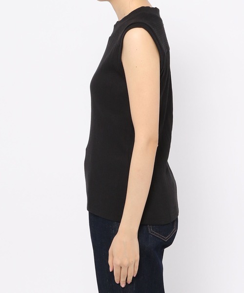 PAGEBOY(ページボーイ)の「ランダムテレコハイネックフレンチスリーブ(タンクトップ・レディース・オフホワイト/ホワイト×ブラック/ブラック・FREE)」の5枚目の写真