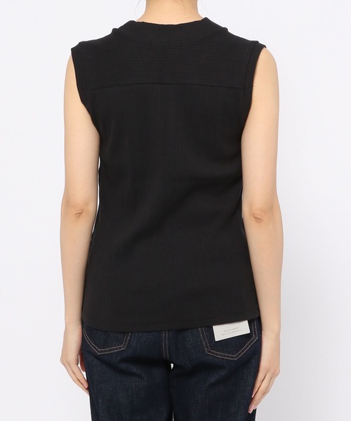 PAGEBOY(ページボーイ)の「ランダムテレコハイネックフレンチスリーブ(タンクトップ・レディース・オフホワイト/ホワイト×ブラック/ブラック・FREE)」の8枚目の写真