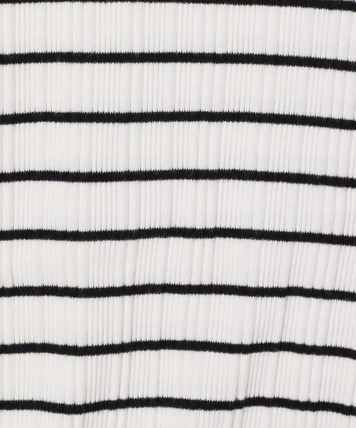 PAGEBOY(ページボーイ)の「ランダムテレコハイネックフレンチスリーブ(タンクトップ・レディース・オフホワイト/ホワイト×ブラック/ブラック・FREE)」の14枚目の写真