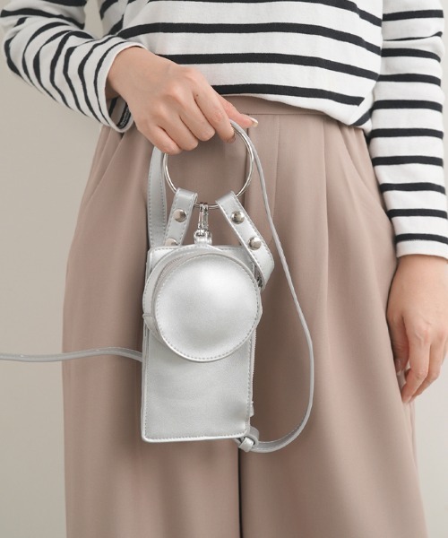 Futier land（フューティアランド）の「2連リングショルダーミニバッグ（ショルダーバッグ・レディース・グリーン/イエロー/ピンク/シルバー/マルチ・FREE）」の5枚目の写真