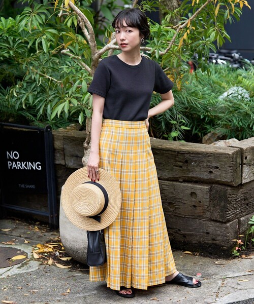 FREAK'S STORE（フリークスストア）の「サマーチェックプリーツスカート（スカート・レディース・イエロー/グリーン・ﾌﾘ-）」の4枚目の写真