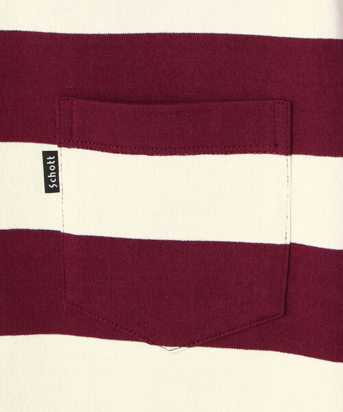 Schott(ショット)の「Schott/ショット/WIDE BORDER POCKET T-SHIRT/ワイドボーダー ポケットTシャツ(Tシャツ/カットソー・メンズ・ブラック/インディゴブルー/バーガンディー/ワイン/ネイビー・MEDIUM/LARGE/X-LARGE/XX-LARGE)」の9枚目の写真
