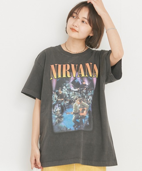 GOOD ROCK SPEED(グッドロックスピード)の「【GOOD ROCK SPEED】NIRVANAプリントTシャツ(Tシャツ/カットソー・レディース・ブラック・M/L/XL)」の2枚目の写真