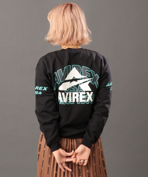 AVIREX（アヴィレックス）の「【WEB&DEPOT限定】オーバー プリント クルーネック スウェット/OVER PRINT LOGO SWEAT（スウェット・レディース・ベージュ/サックスブルー/ブラック・LARGE/MEDIUM/X-LARGE/XX-LARGE）」の13枚目の写真