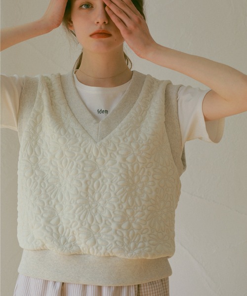 idem(イデム)の「pocopoco sweat vest/キルティングスウェットベスト(ベスト・レディース・ブラック/ブルー/アイボリー・FREE)」の17枚目の写真