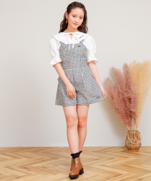 PINKHUNT（ピンクハント）の「PINKHUNT バックりぼんサロペット 6850K（サロペット/オーバーオール・キッズ・ブラック/ブラック系1・120cm/130cm/140cm/150cm/160cm）」の2枚目の写真