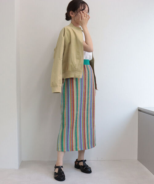 fredy emue(フレディエミュ)の「マルチストライプ ニットソースカート(スカート・レディース・ブルー系その他7/グリーン系その他3/ベージュ系その他3・38)」の21枚目の写真