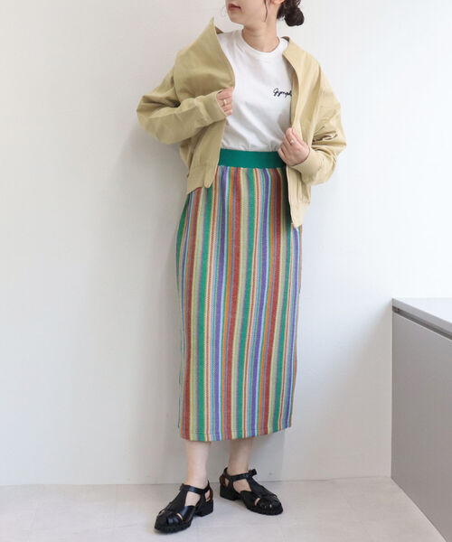 fredy emue(フレディエミュ)の「マルチストライプ ニットソースカート(スカート・レディース・ブルー系その他7/グリーン系その他3/ベージュ系その他3・38)」の20枚目の写真