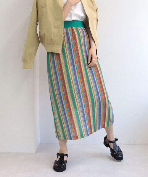 fredy emue(フレディエミュ)の「マルチストライプ ニットソースカート(スカート・レディース・ブルー系その他7/グリーン系その他3/ベージュ系その他3・38)」の19枚目の写真