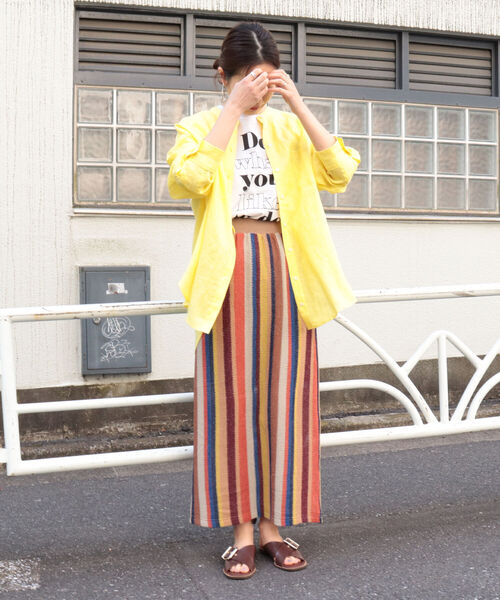 fredy emue(フレディエミュ)の「マルチストライプ ニットソースカート(スカート・レディース・ブルー系その他7/グリーン系その他3/ベージュ系その他3・38)」の16枚目の写真