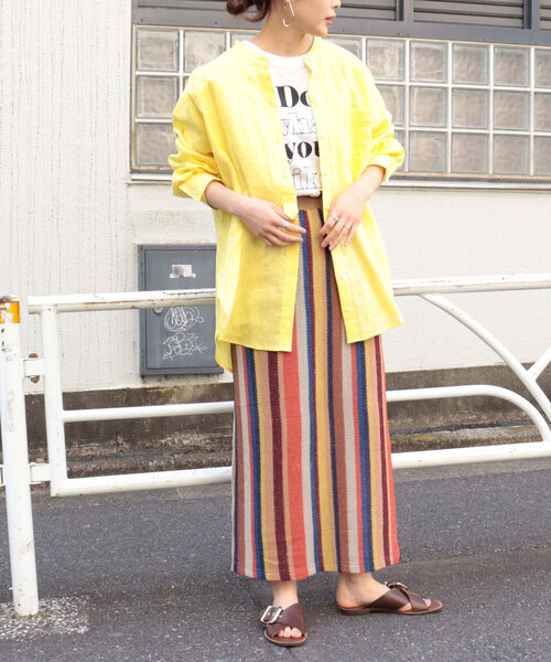 fredy emue(フレディエミュ)の「マルチストライプ ニットソースカート(スカート・レディース・ブルー系その他7/グリーン系その他3/ベージュ系その他3・38)」の15枚目の写真