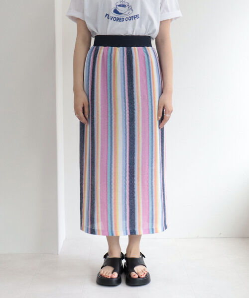 fredy emue(フレディエミュ)の「マルチストライプ ニットソースカート(スカート・レディース・ブルー系その他7/グリーン系その他3/ベージュ系その他3・38)」の11枚目の写真