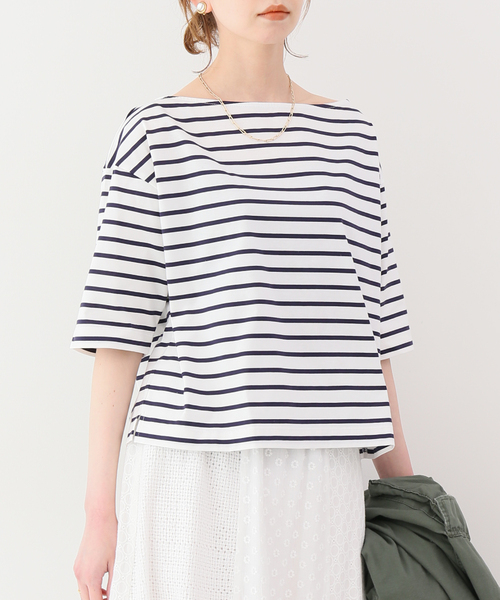 SLOBE IENA(スローブイエナ)の「【HYGGE/ヒュッゲ】ボーダーカットソー(Tシャツ/カットソー・レディース・ブラック/ネイビー/ブルー・FREE)」の3枚目の写真