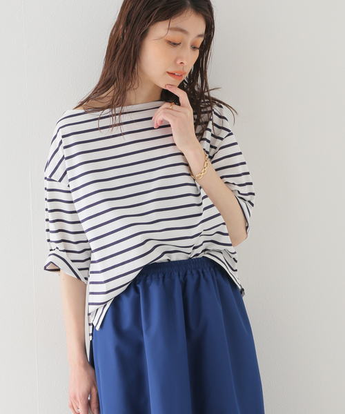 SLOBE IENA(スローブイエナ)の「【HYGGE/ヒュッゲ】ボーダーカットソー(Tシャツ/カットソー・レディース・ブラック/ネイビー/ブルー・FREE)」の6枚目の写真