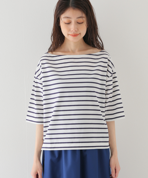 SLOBE IENA(スローブイエナ)の「【HYGGE/ヒュッゲ】ボーダーカットソー(Tシャツ/カットソー・レディース・ブラック/ネイビー/ブルー・FREE)」の11枚目の写真