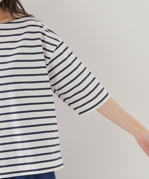 SLOBE IENA(スローブイエナ)の「【HYGGE/ヒュッゲ】ボーダーカットソー(Tシャツ/カットソー・レディース・ブラック/ネイビー/ブルー・FREE)」の16枚目の写真