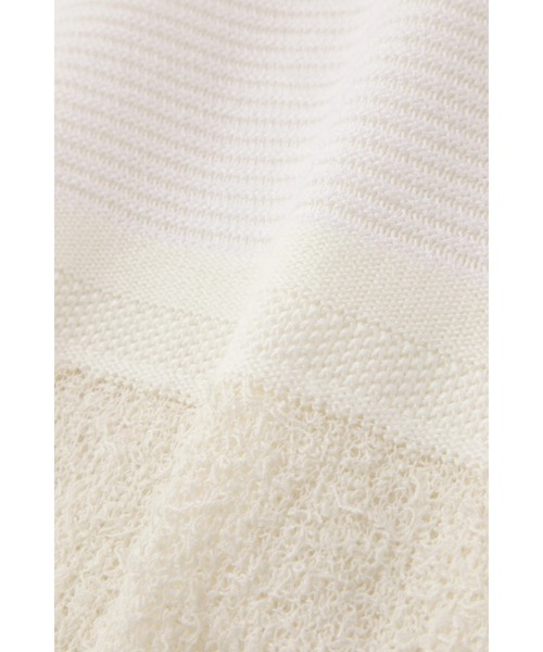 BLUE TORNADO（ブルートルネード）の「BLUE TORNADO∴異素材ボーダーVネック半袖ニット（ニット/セーター・メンズ・アイボリー/ブラック・M）」の11枚目の写真