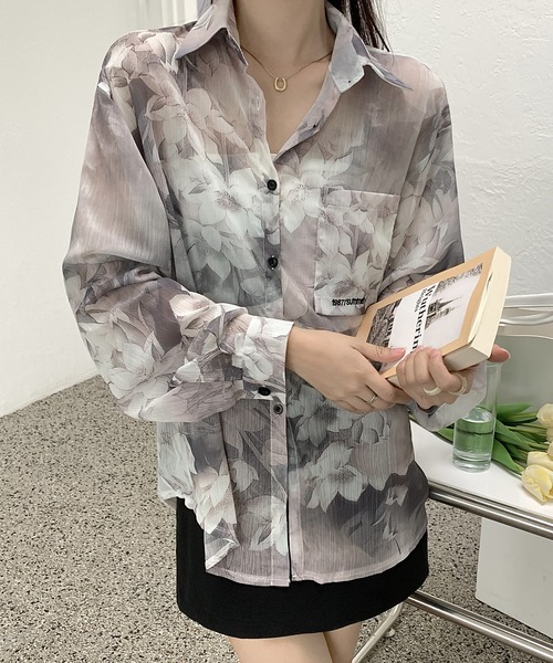 極美品 モラビト タイダイ柄 シアー バルーンシャツ 裾絞り 比翼ボタン 40 極美品 モラビト タイダイ柄 シアー バルーンシャツ 裾絞り 比翼ボタン 40