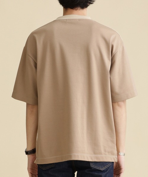 NANO universe(ナノユニバース)の「LB.04/ツートン切り替えTシャツ(Tシャツ/カットソー・メンズ・オフホワイト/チャコール/ベージュ・L/S/M/XL)」の4枚目の写真