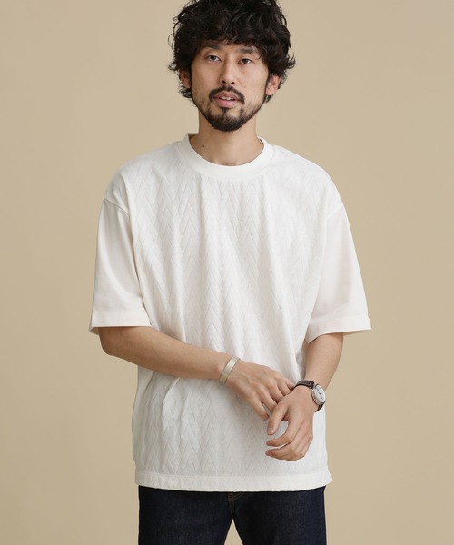 NANO universe(ナノユニバース)の「LB.04/ツートン切り替えTシャツ(Tシャツ/カットソー・メンズ・オフホワイト/チャコール/ベージュ・L/S/M/XL)」の10枚目の写真