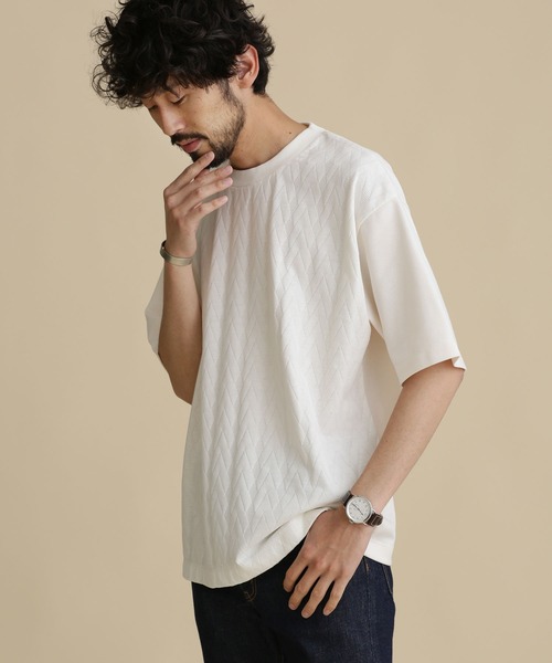 NANO universe(ナノユニバース)の「LB.04/ツートン切り替えTシャツ(Tシャツ/カットソー・メンズ・オフホワイト/チャコール/ベージュ・L/S/M/XL)」の11枚目の写真