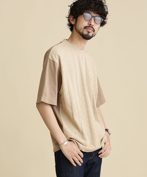 NANO universe(ナノユニバース)の「LB.04/ツートン切り替えTシャツ(Tシャツ/カットソー・メンズ・オフホワイト/チャコール/ベージュ・L/S/M/XL)」の12枚目の写真