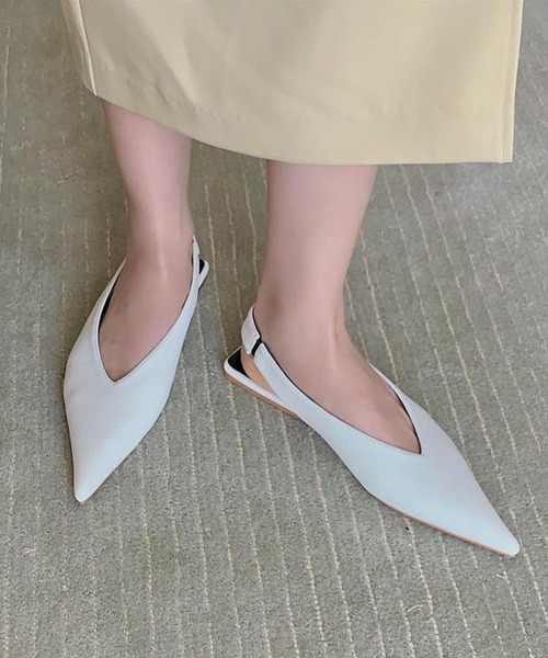 SMILE ORCHID（スマイルオーキッド）の「フラット　ポインテッドトゥバックストラップサンダル（サンダル・レディース・ホワイト/グリーン/ブラック・37/38/39）」の9枚目の写真