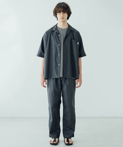 20ss comoli タイプライター オープンカラーシャツ ネイビー COMOLI / コモリ | タイプライター オープンカラーシャツ - Navy